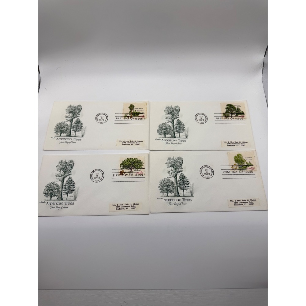 Vintage 1978 Artmaster American Trees First Day of Issue 4pc FDC Envelope Set